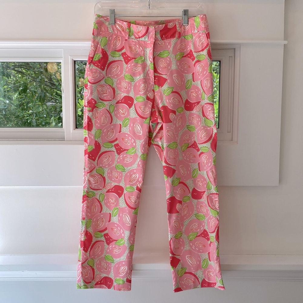 Lilly Pulitzer Women’s Cropped Pants Pink Peach Vintage Print Size 6